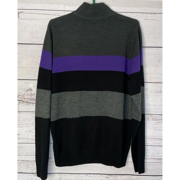 US POLO ASSN Gray/Black/Purple 2/3 Zip MockNeck Sweater Men Size L - Picture 12 of 14